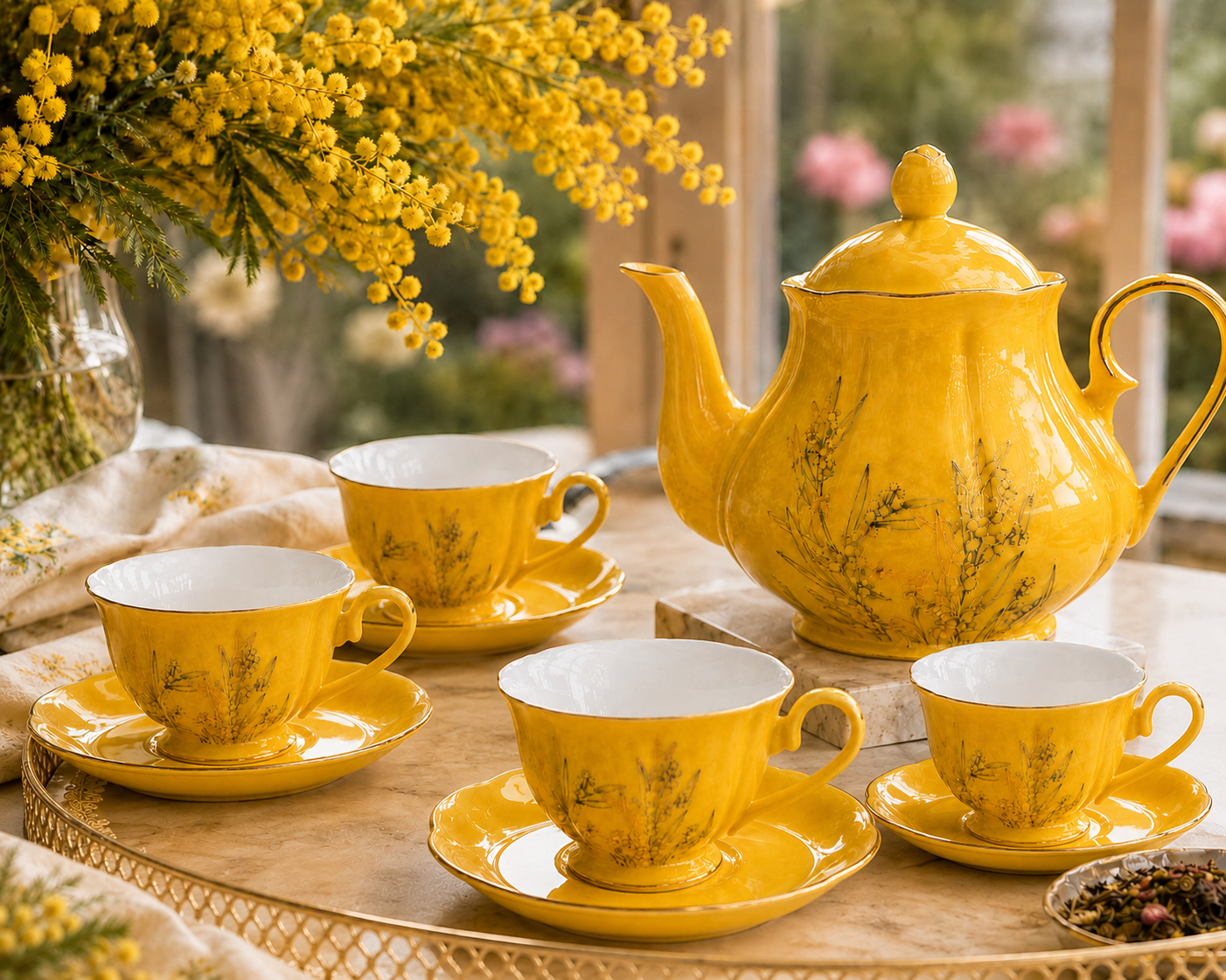 Bone China Tea Set For Four – 9 PIECES
